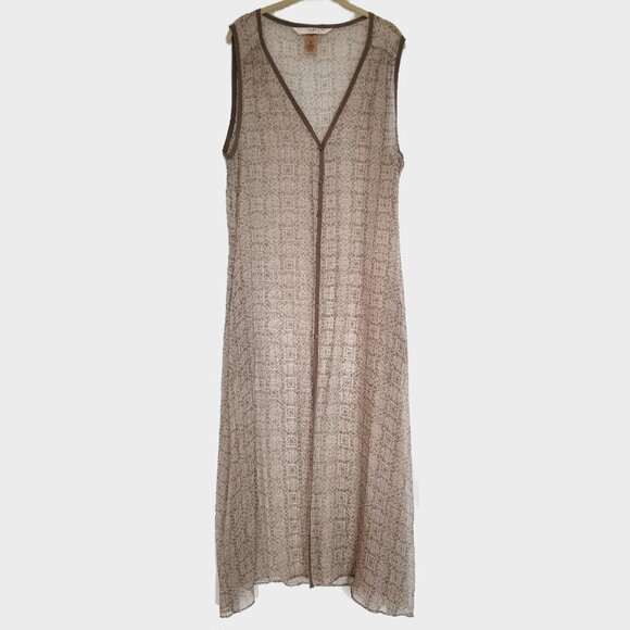 COCO CONTOURS Silk Chiffon Swim Maxi Cover-Up Sz M Taupe - Picture 4 of 6